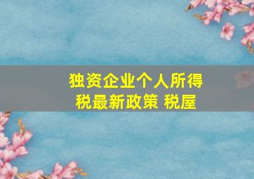 独资企业个人所得税最新政策 税屋